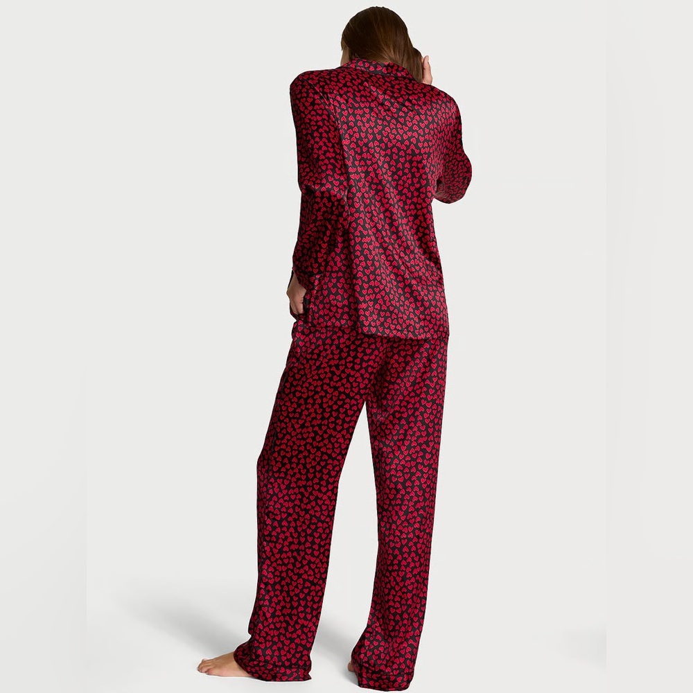 NWT NEW COLOR EMBROIDERED VICTORIA'S SECRET Signature Satin Long Pajama Set - Picture 2 of 5
